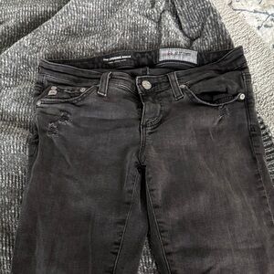 AG Adriano Goldschmied Distressed Black Jeans Super Skinny Ankle - low rise